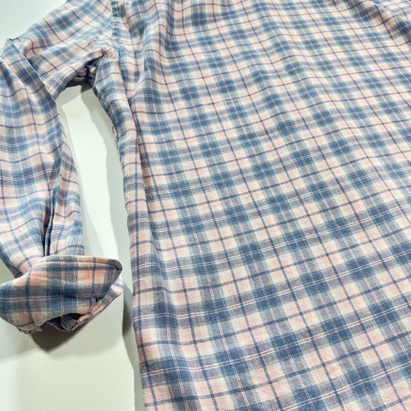 Mens Faherty Linen Blend Shirt In Morning Breeze Plaid, Size Medium, MWU2103 - Picture 8 of 10